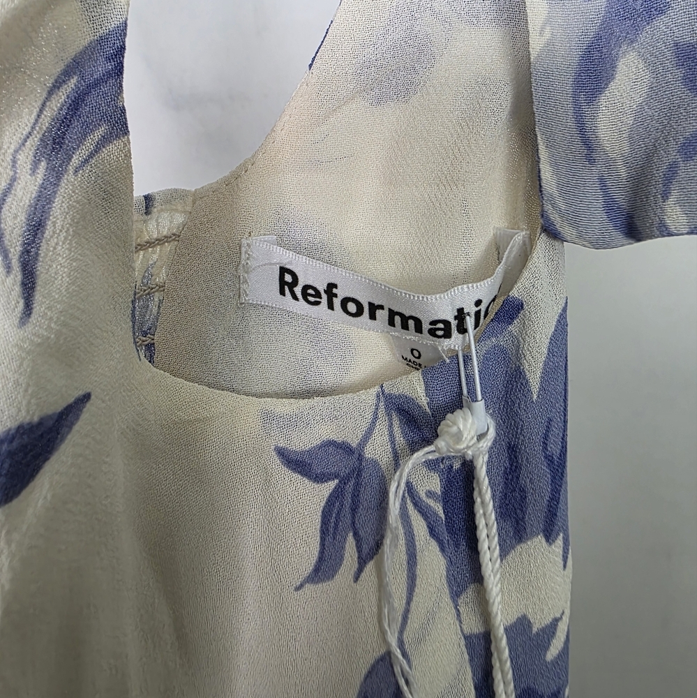 Reformation Twilight Dress Lucerne Midi Blue Floral New With Tags Size 0 - Picture 6 of 7